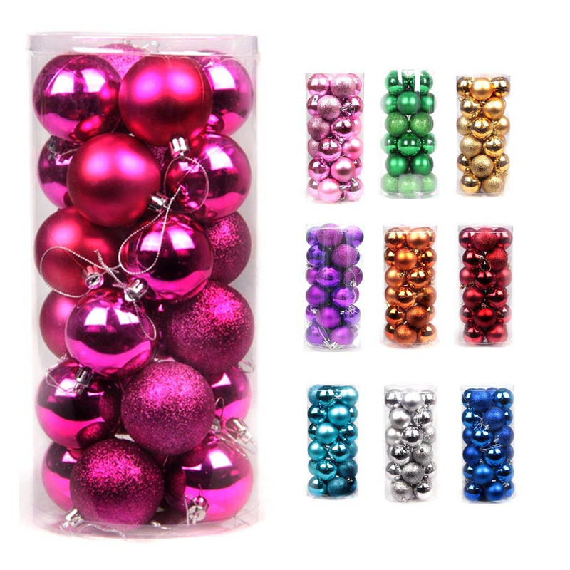 

24pcs Christmas Ball Pendant Decorative Xmas Tree Hanging Baubles Balls Ornaments for Holiday Wedding Home Decoration  8cm