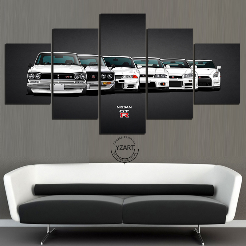 

5 Piece Canvas Painting Nissan Skyline GTR Car Poster Painting Wall Art Home Decor