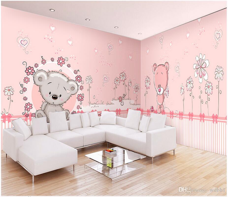

3d room wallpaper cloth custom photo Whole House Custom Pink Bear Princess Room Mural wallpaper for walls 3 d print fabric wall covering, Picture shows