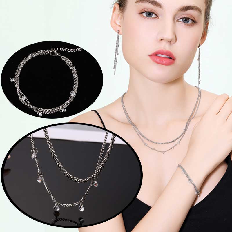 

OUFEI Necklace Bracelet Jewelry Sets Colorful Bracelet and Necklace Set In Jewelry Sets Fashion Earrings for Women2019 Statement, As pic