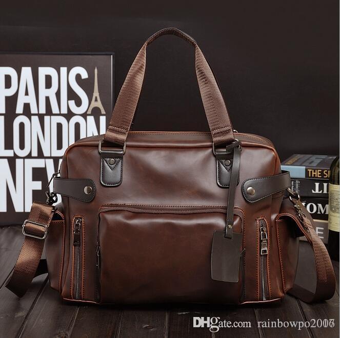 

Factory wholesale men bag classic Crazy Horse Korean mens handbags casual Shoulder Messenger Bags Handbag Chaonan large business, Brown