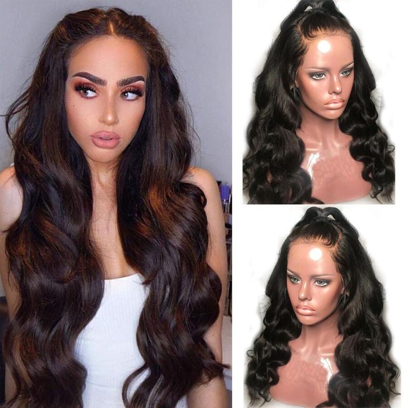 

Furaya Hair Full Lace Wigs With Baby Hair Brazilian Remy Human Body Wave Wigs For Woman, Natural color