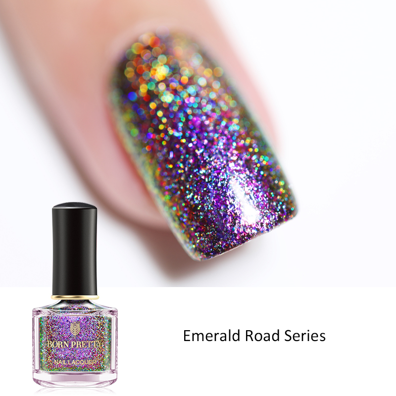 

BORN PRETTY 6ml Peacock Holographic Nail Polish nail Effect Long Lasting Varnish Shinning Glitter Sequins Art Laquer, Bp07