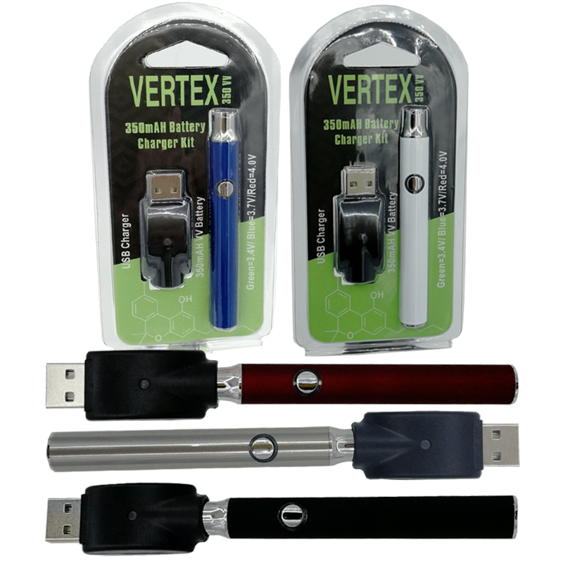 

Vertex LO VV Preheat Battery Charger Kit 350mAh Vape Pen Batteries Fit 510 Cartridge CE3 G2 BUD V15 Liberty Cartridges Vaporizer