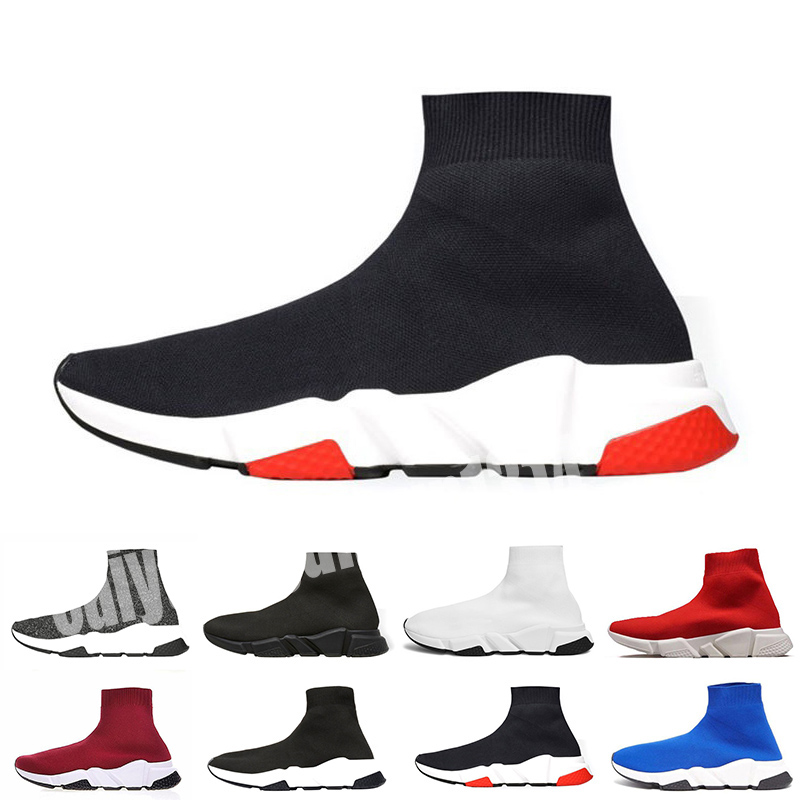 

2020 Paris Speed Trainer black red luxury high casual sock shoes Men Women Cheap fashion designer sneakers high quality -45 c13, Colour 1