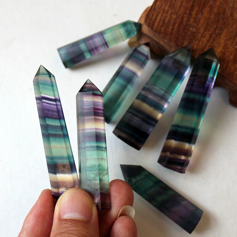 

1kg Natural Fluorite Quartz Crystal Wand Point Chakra Healing Hexagonal Stone for Home Decoration Free shipping