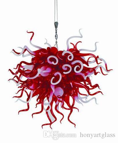 Free Shipping 110v/120v LED Bulbs Decorative Hallway Red and White Glass Chandelier Ceiling Crystal Lamp-image-524889894
