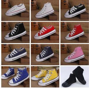 

New Brand Kids Star Canvas Shoes Fashion High Low Children Shoes Boys and Girls Sports Chuck Classic Canvas Shoe Size 24-34 B11, High deep blue