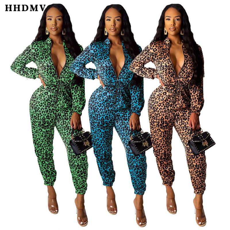 

HHDMV GSMR9378 casual tribal peoples style jumpsuits long sleeve zipper pockets leopard grain 3 color jumpsuits long pants, Blue