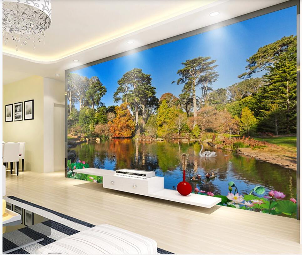 

3d wallpaper custom photo Modern forest lake natural scenery background living room home decor 3d wall murals wallpaper for walls 3 d, Non-woven wallpaper