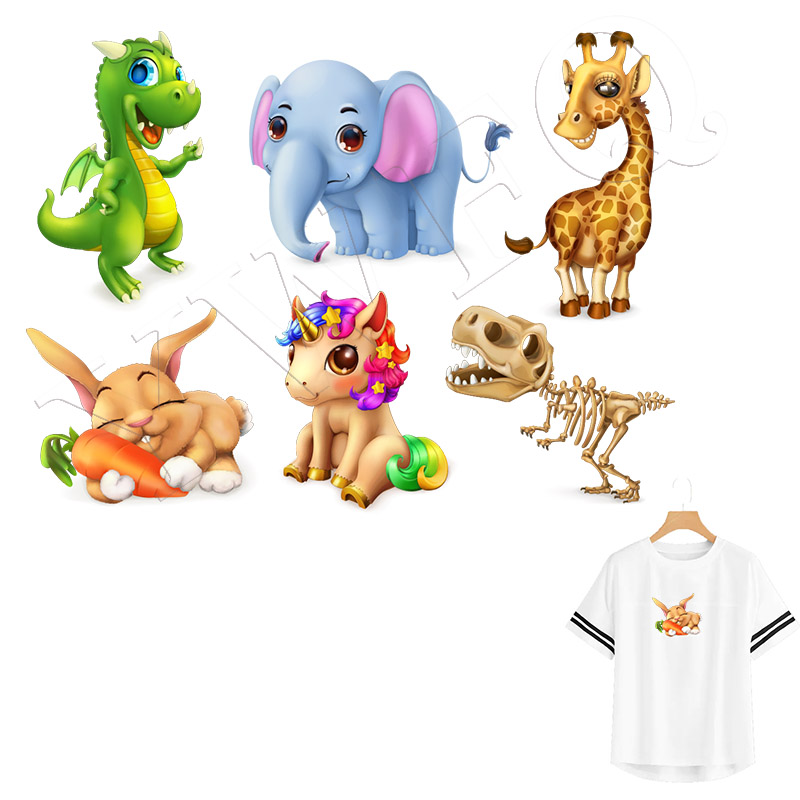 

3D Printing Animals Stickers Clothes Patches Washable Sticker Iron-on Patches Heat Transfer DIY Accessory Appliqued Dropshipping