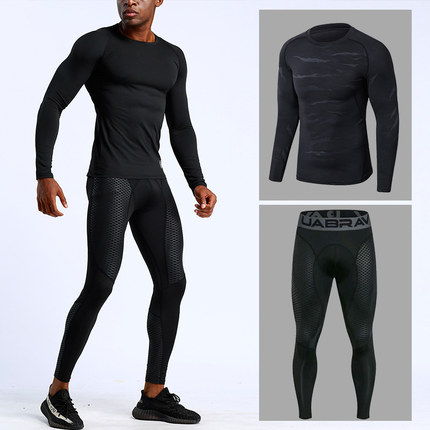 

Hot Men Running Fitness Sets Sports Wear Compression Training PantsTights Gym Clothes Basketball Jacket Leggings Deportes Tights, Plus velvet811