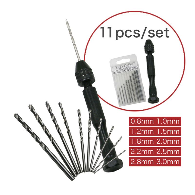 

Mini Micro Hand Drill with 10/25pcs Twist Drill Bit Woodworking Drilling Rotary Tools Jewelry Craft