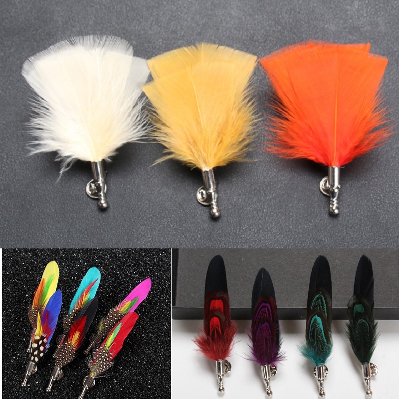 

fashion men feathers brooch Decorative lapel pin suit Broochespins Men women for Wedding party gift 5pcs
