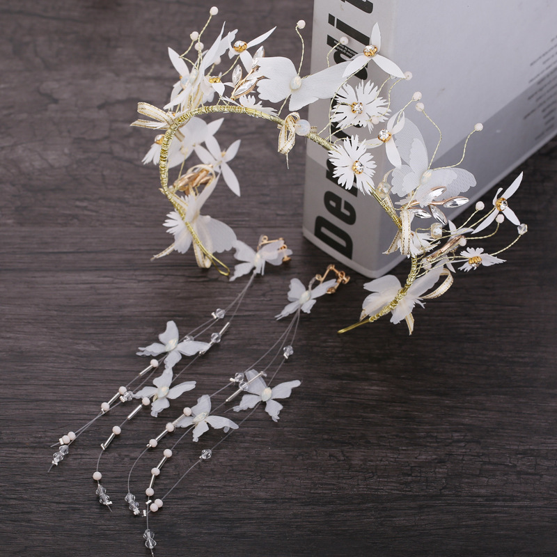 

Marry Manual Silk Yarn Flower Headwear An Crown Wedding Dress Full Dress Accessories Hair Hoop Host Performance Hair Decorate Bride