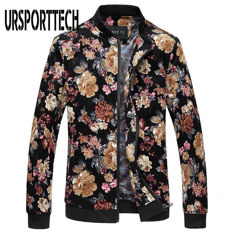 Bomber Jacket Men Spring Autumn Floral Jacket Mens Korean Slim Fit Long Sleeve Jackets And Coats Men's Clothing Windbreaker 6XL