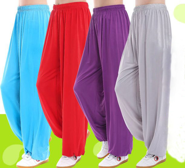 

10color unisex blue/purple Summer&Spring tai chi pants modal tai chi training pants bloomers martial arts yoga trousers, Black