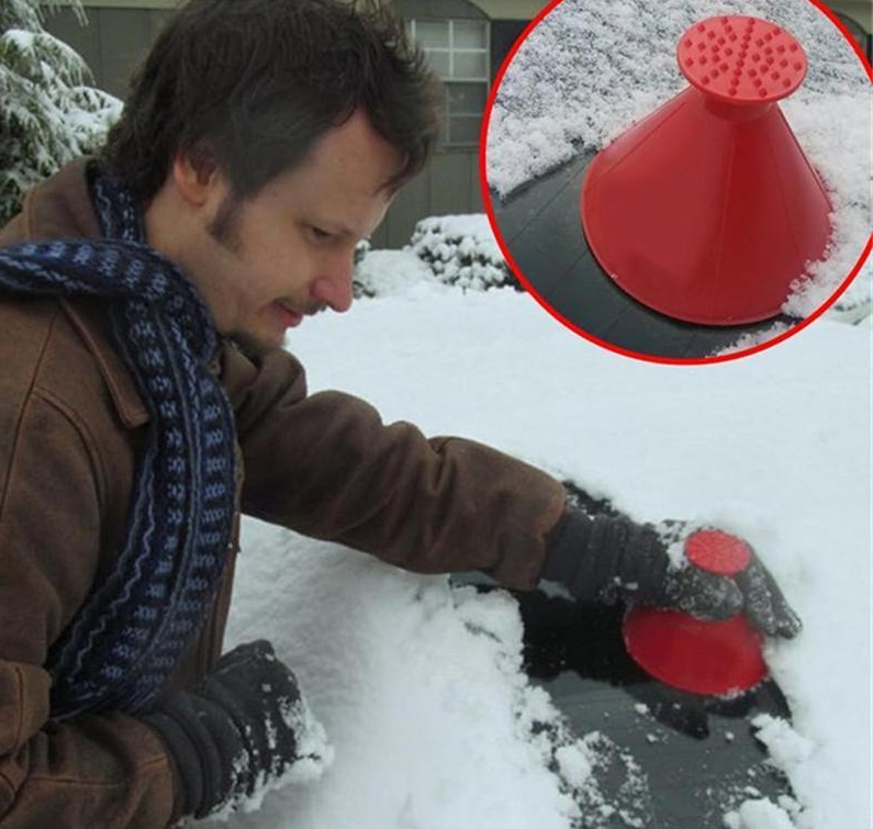 Blue Clearance Sale!DEESEE 2-in-1 Ice Scraper with Brush for Car Windshield Snow Remove Frost Broom Cleaner TM