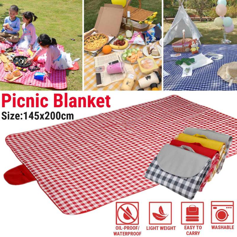 

145x200cm Waterproof Foldable Outdoor Camping Mat Widen Picnic Mat Plaid Beach Blanket Baby Travel Multiplayer Backpacking