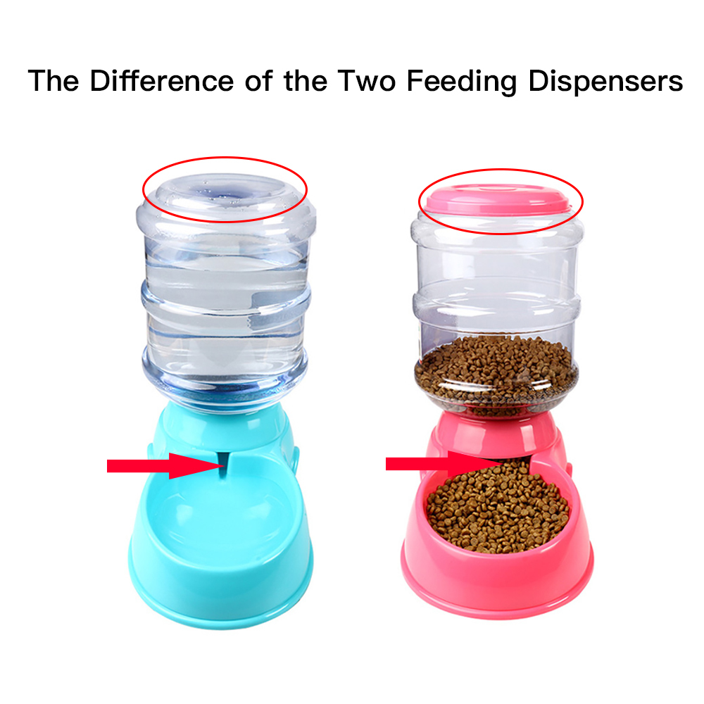 LA VIE Distributore Automatico di Acqua e Cibo per Cani Gatti 2 in 1 Pet Feeder Automatic Pratico per Piccoli Animale Domestico Rosa