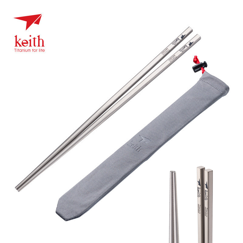 

Keith Titanium alloy Solid color titanium chopsticks Made in China Healthy materials for outdoor camping Tableware