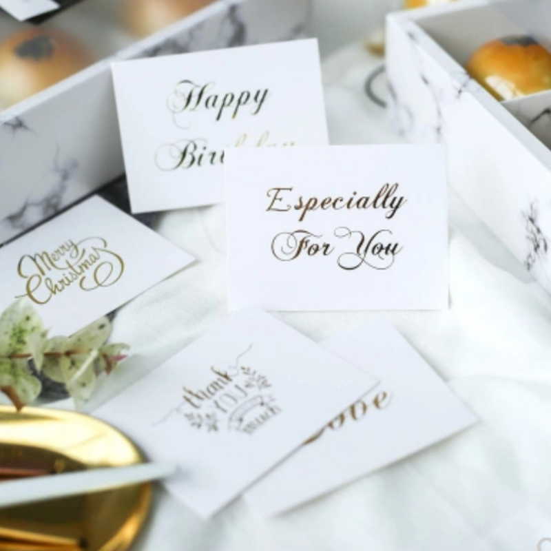 

20pcs Mini Gold Foil Thank you Card White Valentine Happy Birthday Christmas Party Wedding Invitations Letter Greeting Cards