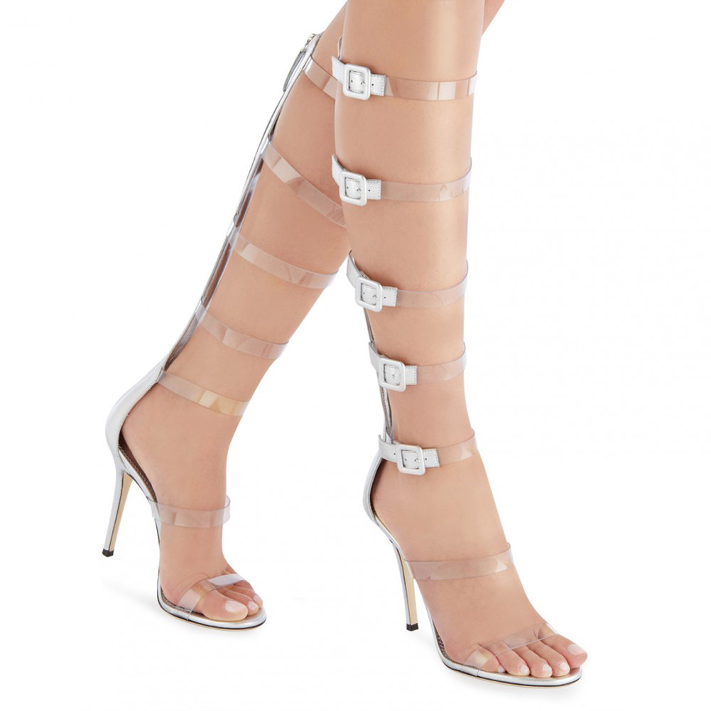 

Gladiator Roman Sandals Long Boots Style 2019 Fashion Open Toe Fringe High Heels Sandals Boot Women PU Leather Sandals Shoes Free Shipping, White