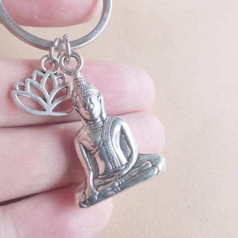 

Buddha Keychain,Lotus Flower Keyring,Buddhism Key Ring,Key Chain llavero chaveiro sleutelhanger llaveros para mujer porte clef
