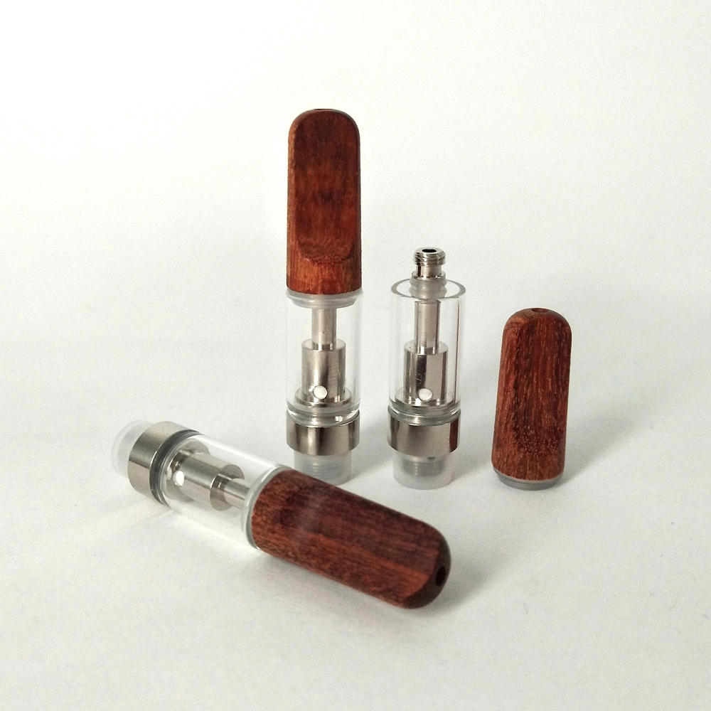 

wood tip pyrex Glass Thick oil cartridge ceramic coil atomizer ecig vape pen tank dankwoods PK M6T05 Cookies carts