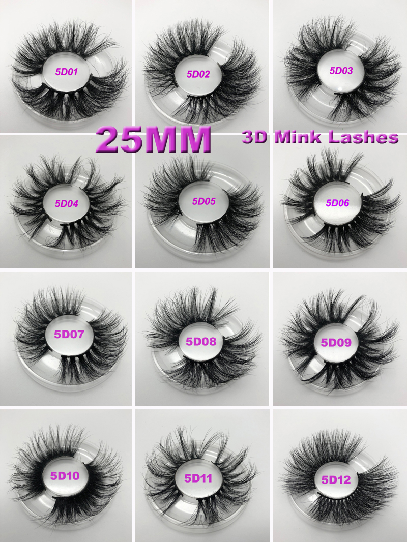 

3D Mink Eyelash 5D 25mm Long Thick Mink Lashes with eye lash packaging box eyes makeup maquillage