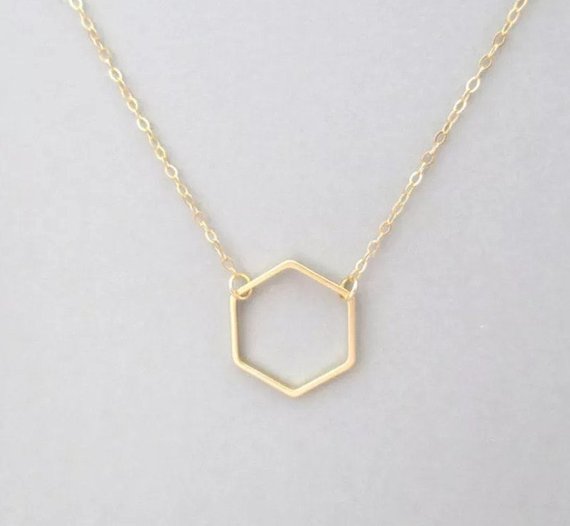 

1 Simple Hollow Line Hexagon charm necklace Cut Out Open Polygon necklace lucky Geometric necklace quadrilateral Jewelry for Women gift