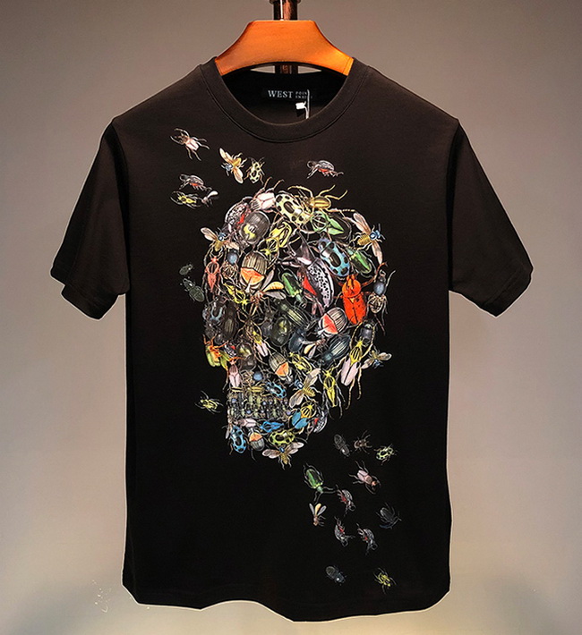 

New Men Women T-Shirts Designer Men Brand T-Shirts Fashion Luxury Short Sleeve Mens Clothes Hip Hop Insect Skull Printed Breathable T-Shirt, White;black