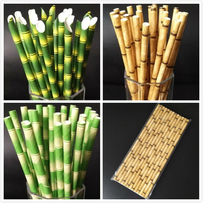 

Paper Straws 19.5cm Disposable Bubble Tea Thick Bamboo Juice Drinking Straw 25pcs/lot Eco-Friendly Milk Straw Birthday Wedding Party Gifts