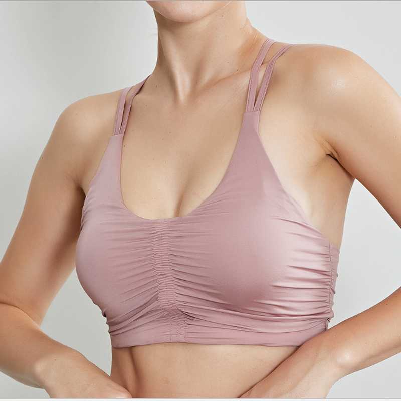 

summer and autumn sports yoga fitness gym running training shcoking proof gathering vest yoga underwear bra, Black