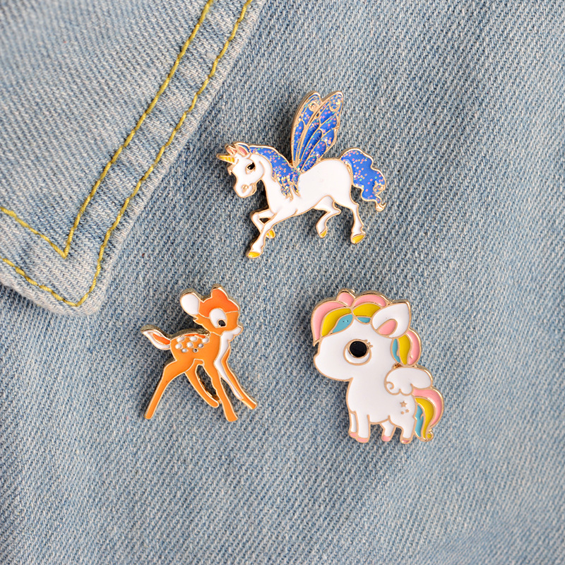 

Cute Cartoon Animal Unicorn Metal Kawaii Enamel Pin Badge Buttons Brooch Shirt Denim Jacket Bag Decorative Brooches for Women Girls