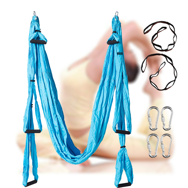 

Aerial Yoga Hammock Anti-Gravity Flying Swing Aerial Silks Yoga Pilates Set Include Steel Carabiners Extension Straps, Black