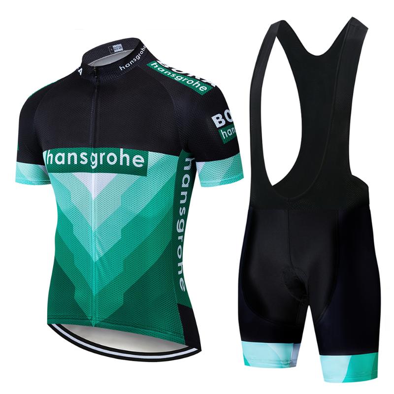 

2020 Pro Hansgrohe team cycling jersey and bib shorts set breathable summer Tops Shirt Ropa Ciclismo Men Maillot Culotte wear