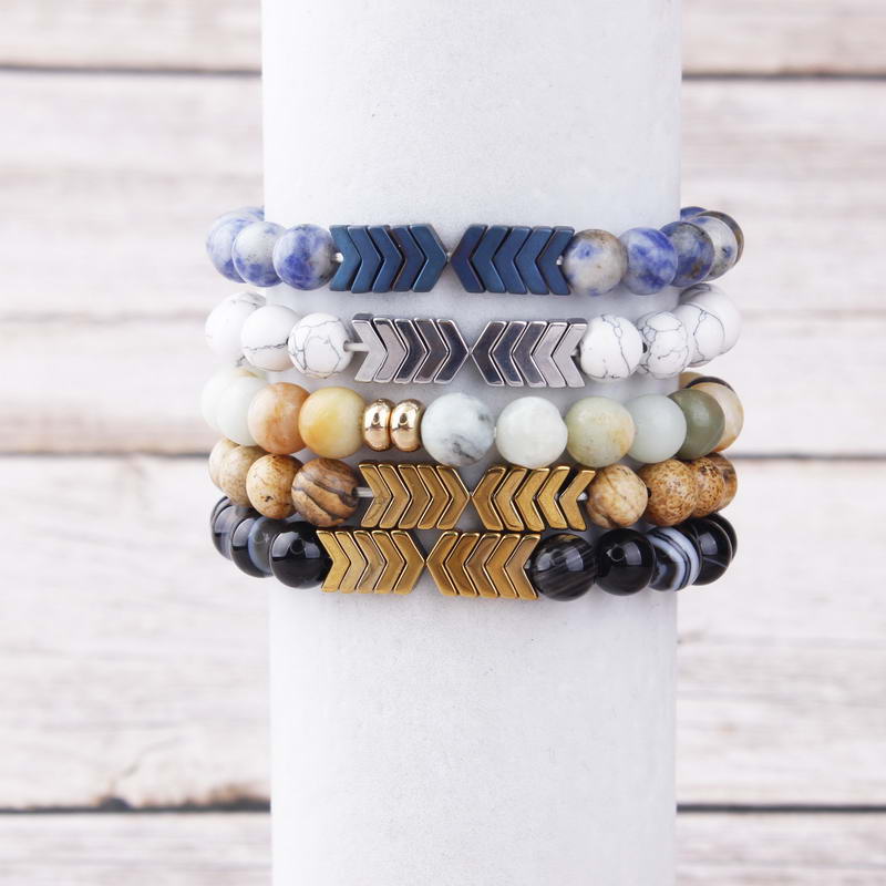 

Bangle ZWPON Trendy Colorful Natural Circle Stone Beads Bracelets Gold Color Across Adjustable Bracelet For Woman Jewelry