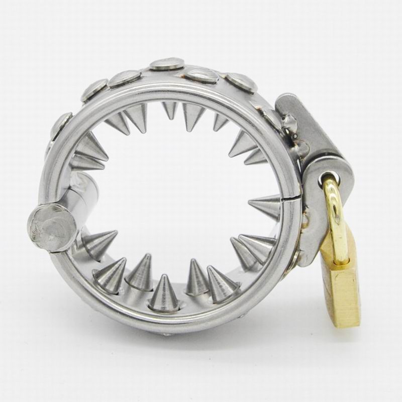 Acier inoxydable dents de Kali (2 rangées) anneau Male Chastity Dispositif Bondage / pénis serrure / Ball stretcher / Scrotum lourd Pendentif / S