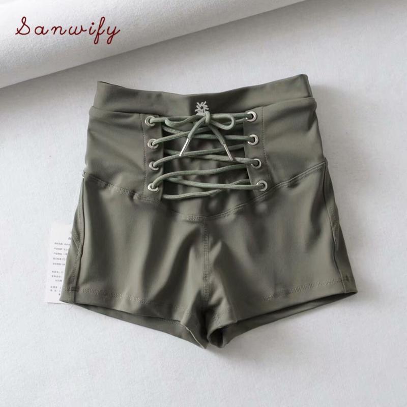 

Autumn Solid Color High Waist Yoga Shorts Sports Safety Pants, Black