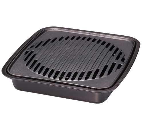 

Household Non-stick smokeless barbecue grill pan comes with water insulation layer drip hole design easy to take baking pan off