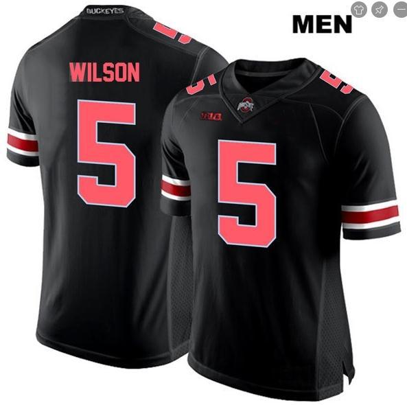 

2019 new Men Ohio State Garrett Wilson #5 real Full embroidery College Jersey Size -4XL or custom any name or number jersey, Red
