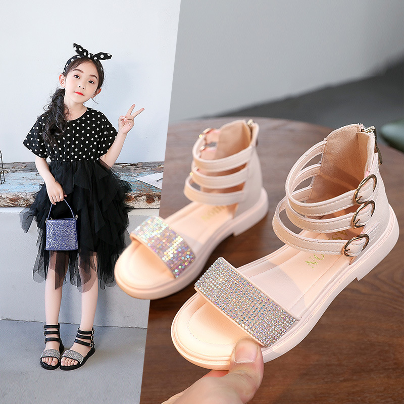 Paillettes petite fille chaussures d'été pour enfants sandales de plage gladiateur enfants chaussures princesse sandales mode