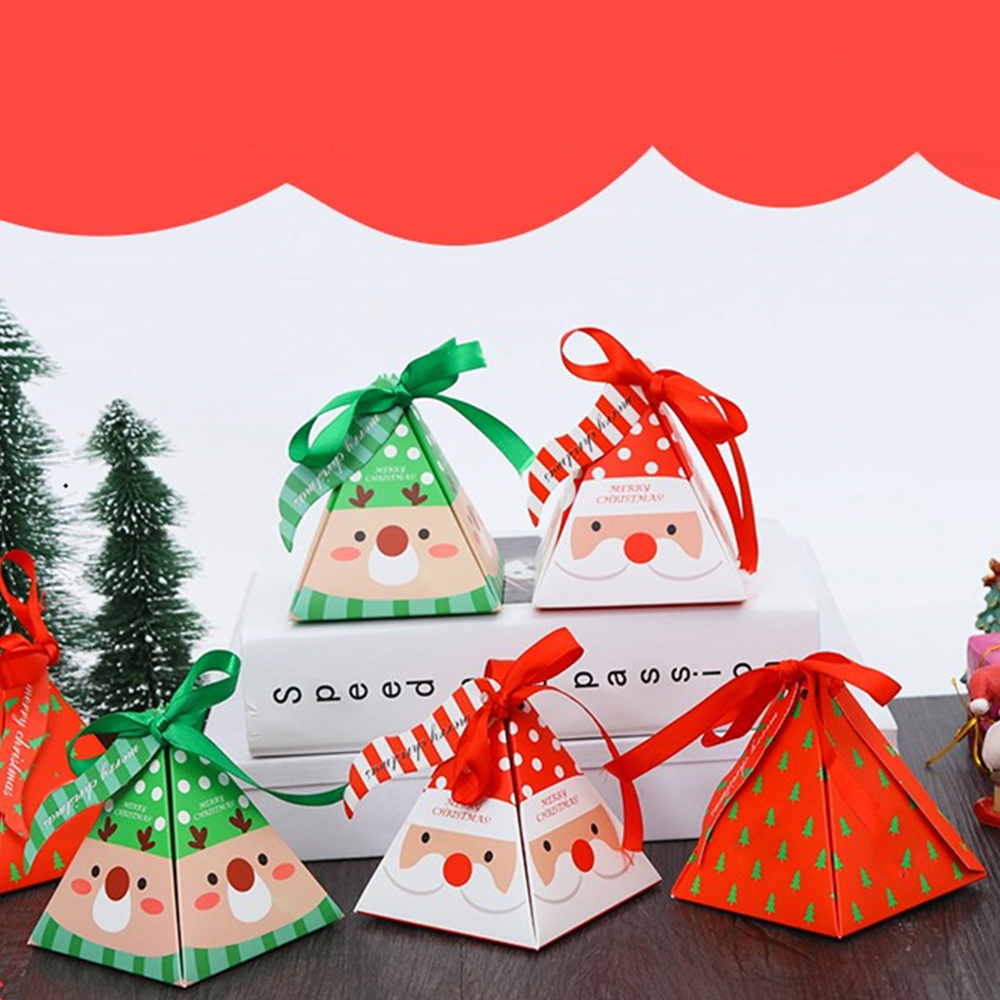 

10 Pcs/set Merry Christmas Candy Box Bag Christmas Tree Gift Box With Bells Paper Boxs Gifts Cute Bag Container Supplies Navidad