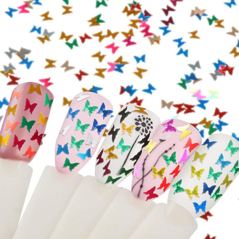 

Fluorescence Butterfly Shape Heart Shape Nail Design Nail Art Glitter Flakes 3D Neon Sequins Polish Manicure Art Decoration