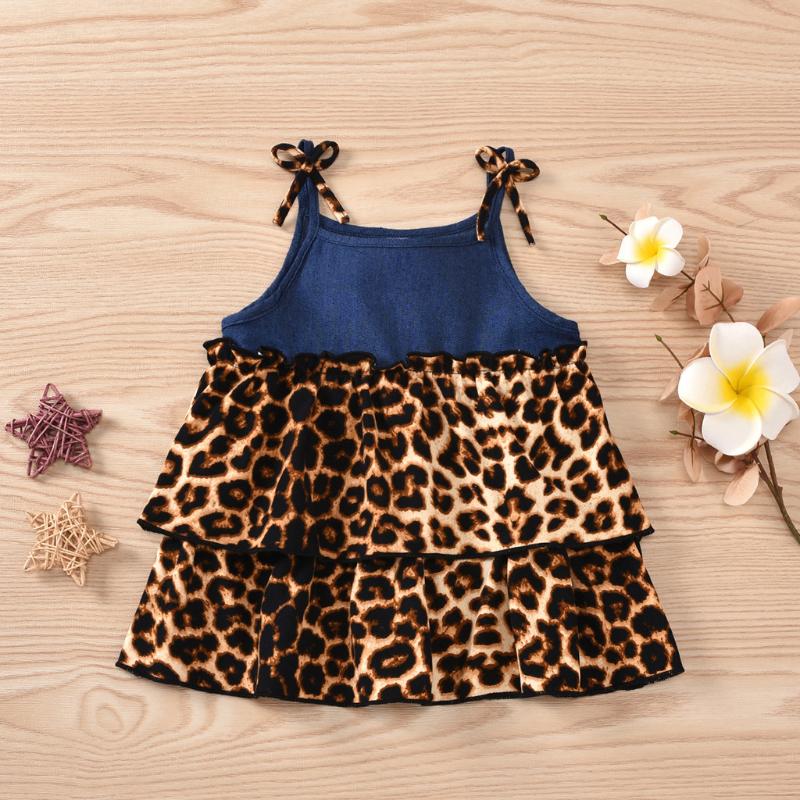 

Tendy Leopard Dress For Baby Girls Print Strap Princess Dresses Infant Girl Party Bandage Casual Cupcake Dress Ju6, As pic