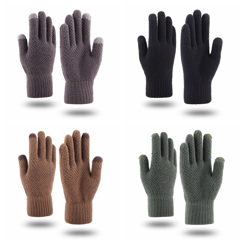 

Touch Screen Gloves Thicken Warm Winter Glove Man Knitted Gloves Touchscreen Glove For Mobile Phone Soft Comfortable Mitten DBC VT1081, 4 colors