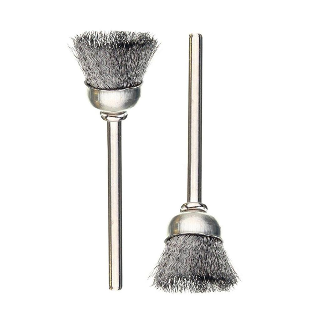 

10PCS Stainless Steel Wire Brush 2.35mm Mandrel Cleaning Brushes Grinder Rotary Tool Drill Accessories Removal Polishing Burr