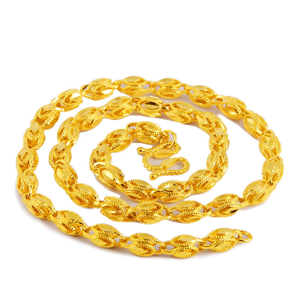 Atmosphere Mens Necklace Solid 18k Yellow Gold Filled Hip Hop Male Clavicle Chain 24 Inches Long-image-530577575