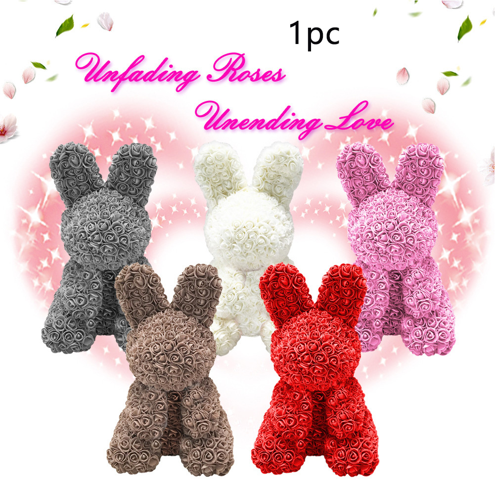 

Rose Animal Doll Lovely Home Birthday Gift Decoration Anniversary Rose Easter Simulation DIY Wedding Flower Shape, Brown